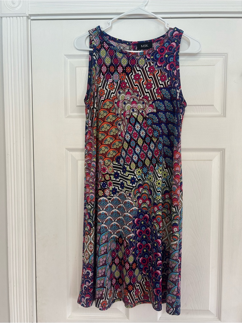MSK Multicolor Sleeveless Patterned Mini Dress - Blue, Pink, Purple, Cream